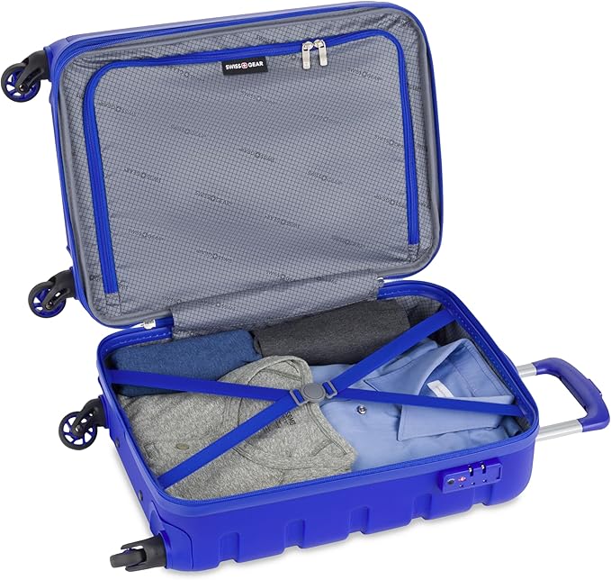 SwissGear 7366 Signature Hardside Expandable Luggage with Spinner Wheels, TSA Lock, Cup-Holder, Cobalt, Carry-On 19-Inch