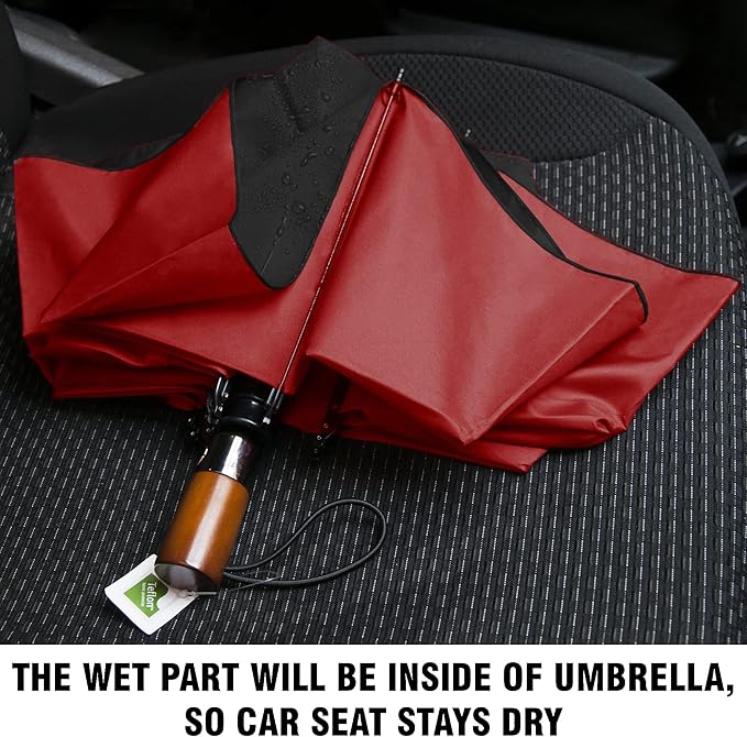 Raintrend Windproof Travel Umbrellas for Rain Automatic +10% Bigger Canopy Strong Frame Compact Folding Portable Umbrella for Women Men Backpack Purse