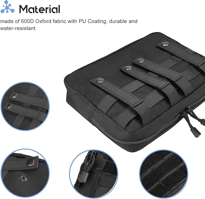 ProCase Tactical Admin Molle Pouch, Military MOLLE Pouch Horizontal Multi-Purpose Utility Gadget Gear Tool Bag for Magazine, Flashlight, Map and Other Small Tools for Outdoor Activities -Black