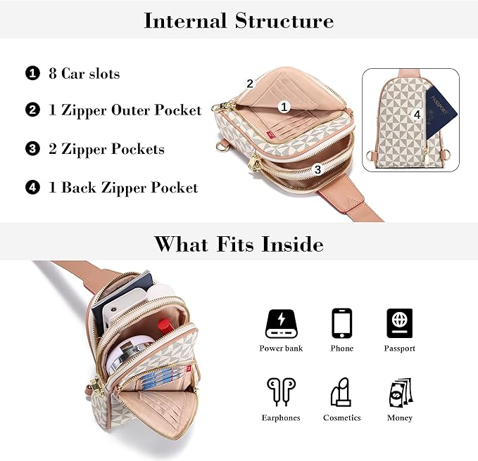INICAT RFID Blocking Sling Bag, Anti Theft Crossbody Bag for Women, Travel Fanny Pack Style Purse, Vegan Leather
