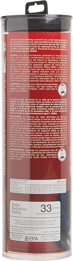 Honeywell Safety Products Pre-Shaped Foam Earplugs, 60 Pair Tube (RWS-53008)