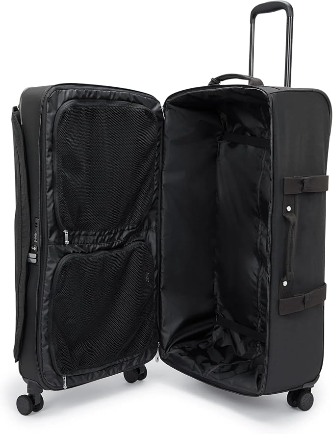 Kipling Spontaneous Softside Spinner Wheel Luggage, Integrated TSA Accepted Lock, Black Noir, Checked-Large,KI4193