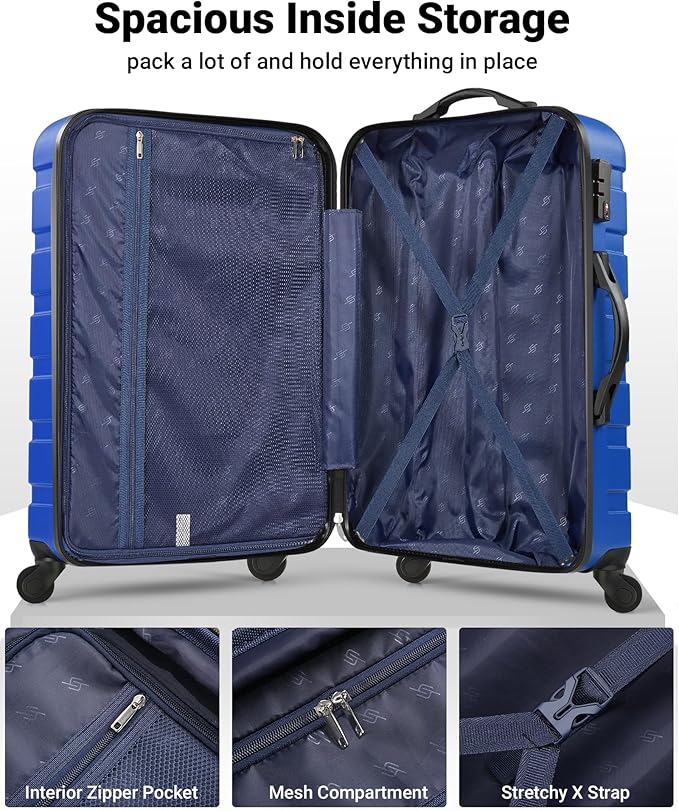 Suitour Luggage Sets 4 piece,Hardshell Lightweight Suitcase Sets with Spinner TSA Lock for Travel Business (16"/20"/24"/28")