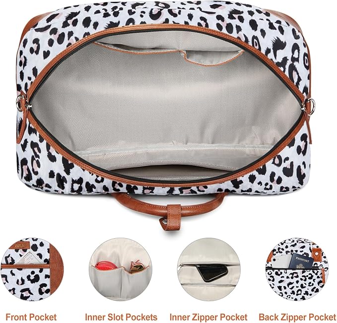Weekender Bag for Women, Large Overnight Bag Canvas Travel Duffel Bag Carry On Tote with Shoe Compartment 21" 3Pcs Set