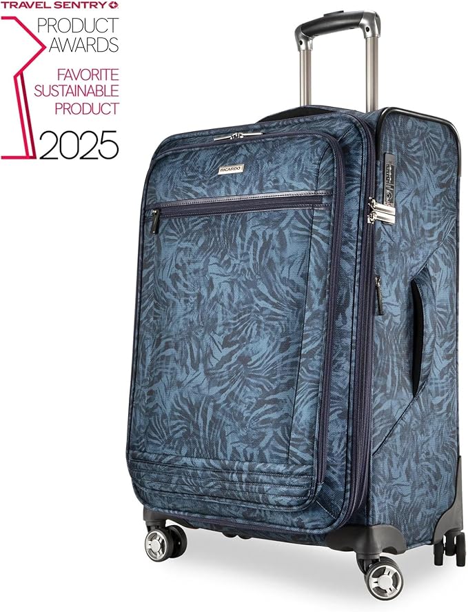 Ricardo Beverly Hills Avalon Softside 2-Piece Luggage Set Made with Sustainable 100% rPET, Lightweight, Eco-Friendly Travel, Expandable, Dual Spinner Wheels, Serengeti Night, (20" & 24")
