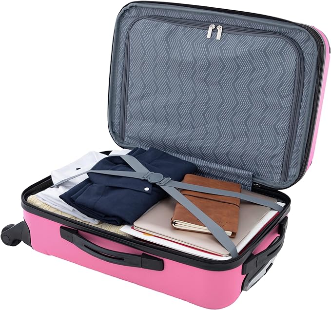 Travelers Club Chicago Hardside Expandable Spinner Luggages, Hot Pink, 20" Carry-On, HS-20720-EX-690N