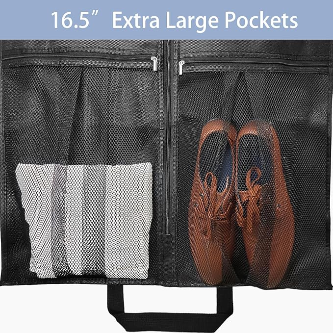 STEPONE 6.5" Gusseted Heavy Duty Garment Bags for Travel 43" Suit Bags for Closet Storage Hanging Clothes Bag with Pockets Mens Suit Holder for Shirts, Coats, Dresses, 2 Pack