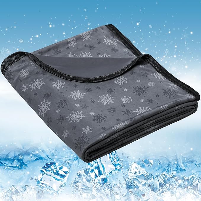 OIGAE Cooling Blanket for Hot Sleepers - Soft & Lightweight Summer Cold Blanket for Night Sweats | Perfect for Bed, Couch, Sofa (Black, Queen 90" x 90")