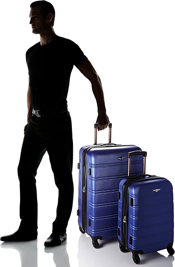 Rockland Melbourne Hardside Expandable Spinner Wheel Luggage, Blue, 2 Piece (20"/28")