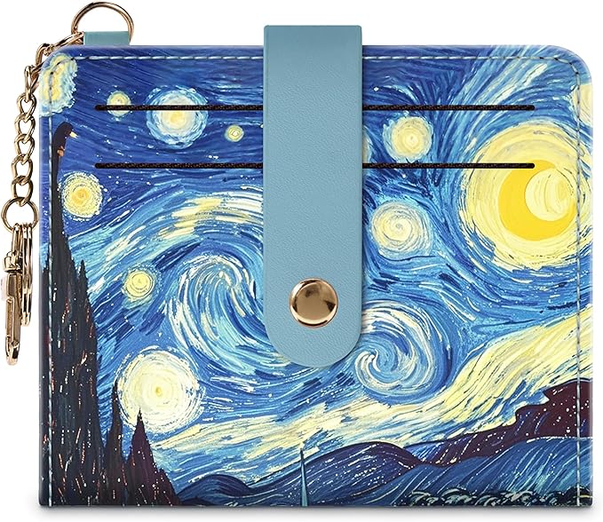 Airkit Small Wallets Woman RFID Blocking Leather Credit Card Holder - with ID Window - Card Wallets for Women - with Zipper Coin Purse - Keychain Wallet