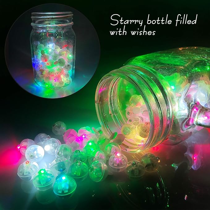 100pcs Multicolor LED Balloon Lights, Round Flash Mini Lamp for Balloon Paper Lantern, Wedding Birthday Halloween Christmas Indoor Outdoor Party Decor