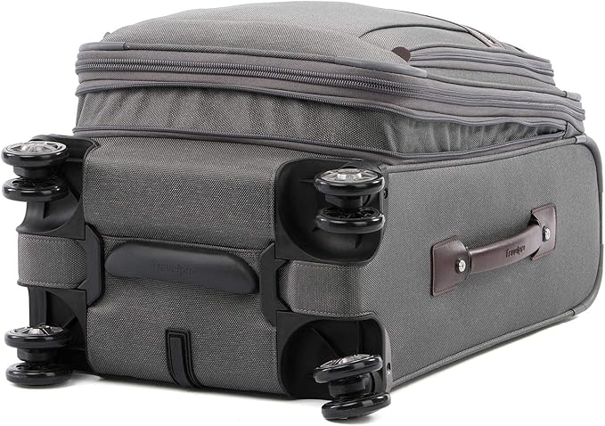 Travelpro Platinum Elite Softside Expandable Luggage, 8 Wheel Spinner Suitcase, TSA Lock, Men and Women (Vintage Grey, 2-Piece Set (21/25))