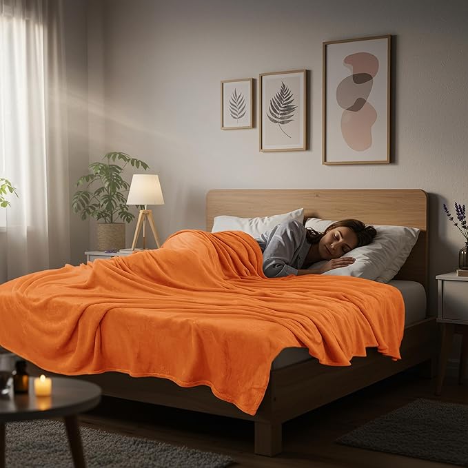 Utopia Bedding Fleece Blanket Twin Size Burnt Orange 300GSM Luxury Anti-Static Fuzzy Soft Microfiber Bed Blanket (60x80 Inch)