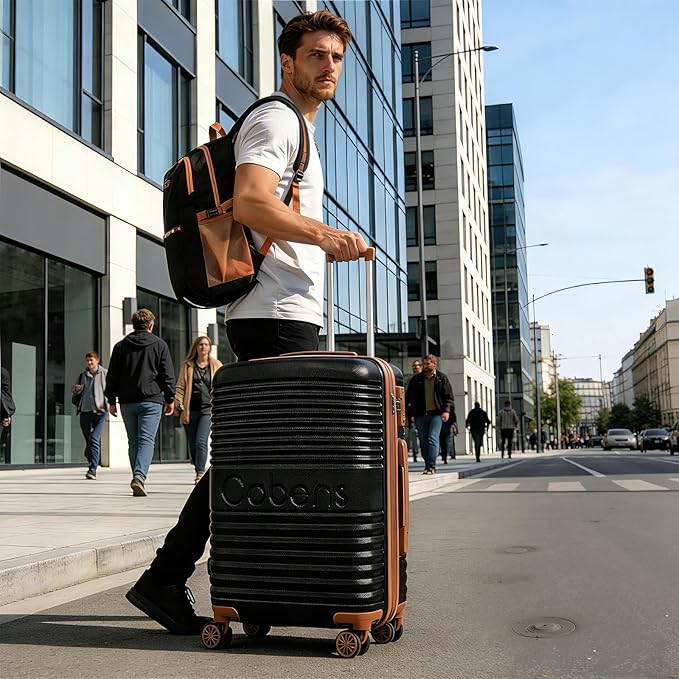 Carry on Luggage 22x14x9 Airline Approved, Suitcases with Wheels Hardshell, Lightweight Hardside Luggage Set with TSA Lock, 20Inch Black Carry on Suitcase