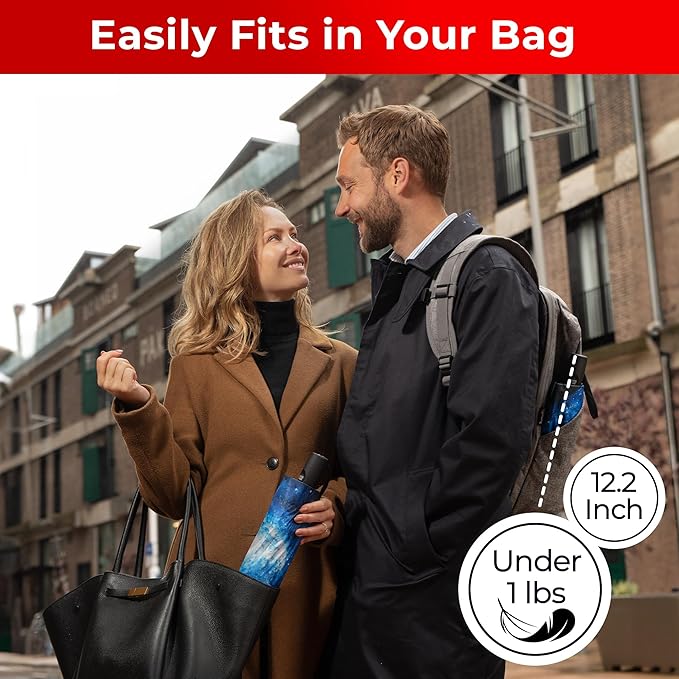 TUMELLA Inverted Windproof Umbrella, Large, Strong, Light, Portable, Automatic Reverse Folding Rain Umbrella, Durable Premium Grip, Fits Car & Backpack