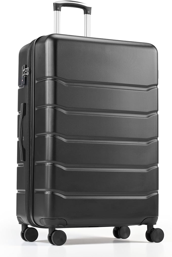 HealSmart Hardside Carry-On Luggage, Expandable Portable Hardshell Luggage with Spinner Wheels, Lightweight Suitcase TSA Lock, 24 Inch, Black