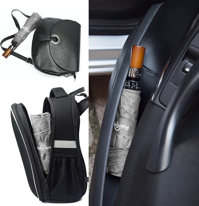 Raintrend Windproof Travel Umbrellas for Rain Automatic +10% Bigger Canopy Strong Frame Compact Folding Portable Umbrella for Women Men Backpack Purse