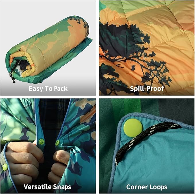 Camping Blanket, Puffy Blankets Lightweight Windproof Resistant for Outdoors,Hiking, Backpacking,Car,Picnic,Stadium