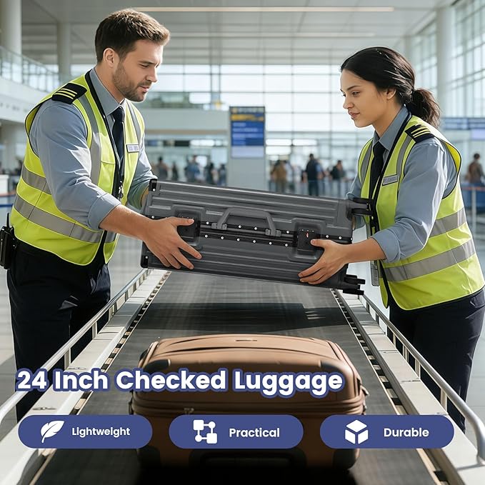 Carry On Luggage, 24 Inch Zipperless Luggage, Aluminum Frame Hardside Suitcase with TSA Lock, Spinner Wheels, Phone Holder, Charging Port, Cup Holder for Lightweight Travel, Grey