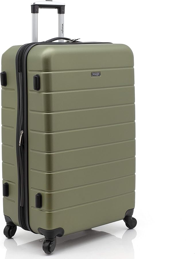 Wrangler Smart Spinner Hardside Luggage, 3 Piece Set, Olive Green