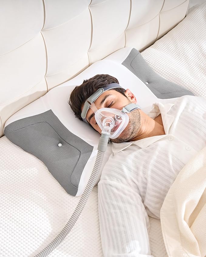 CPAP Pillow for Side Sleeping, HSA/FSA Sleep Apnea Pillow for All CPAP Masks Users to Reduce Air Leaks, Masks Pressure, Memory Foam with Cooling & Breathable Pillowcase for Side Back Sleeper
