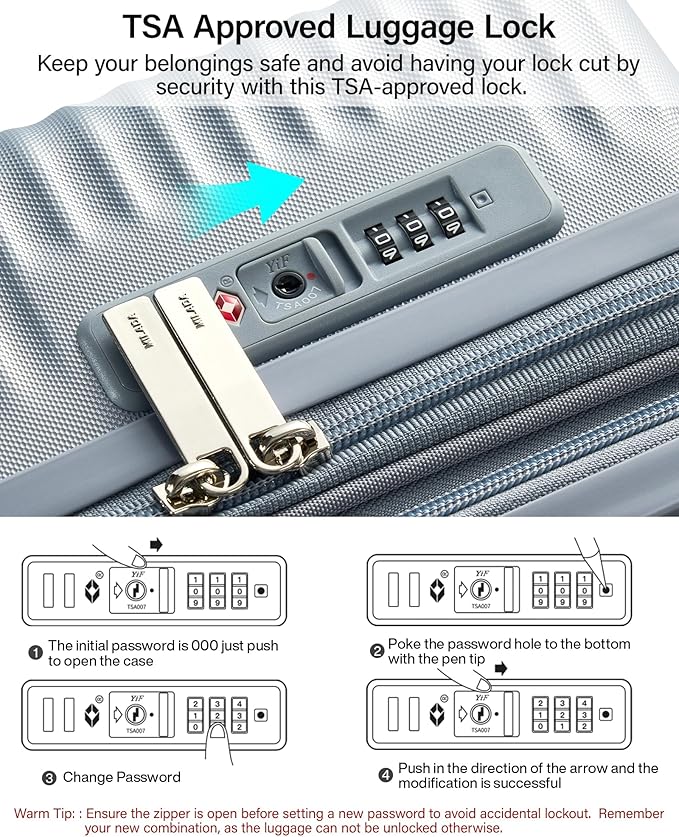 MILADA Expandable Carry On Luggage 20 Inch - Airline Approved Hardshell Suitcase with 8 Spinner Wheels, TSA Lock, Water-Resistant PC Shell, Lightweight & Durable for Travel, Arctic Silver