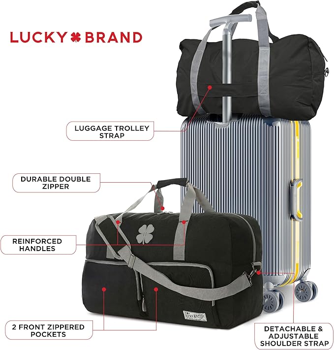 Lucky Travel Duffel Bags 85L, Gym Bag, Travel Bag & Large Duffle Bag for Men, Foldable Overnight Weekender Bags for Women & Men with Adjustable Shoulder Strap, Black