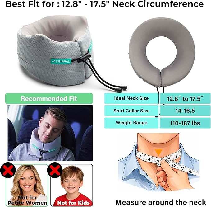 Long-haul Flight Travel Pillow: 360 Chin & Neck Support Airplane Pillow for Side Sleepers to Prevent Head Bobbing - Dual-Density Memory Foam with Flat Back Won't Push Head Forward