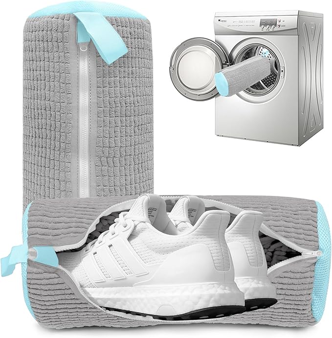 2PCS Shoe Washing Machine Bgs,Laundry Shoe Bags for Washer and Dryer, Reusable and Durable Zipper Sneaker Shoe Washing Bag, Tennis Shoe Cleaning Bag for All Shoe Types (Grey)