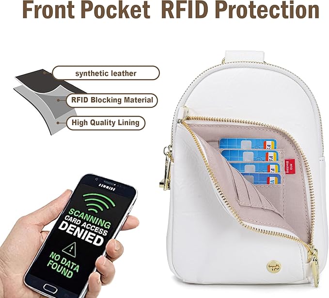 INICAT RFID Blocking Sling Bag, Anti Theft Crossbody Bag for Women, Travel Fanny Pack Style Purse, Vegan Leather