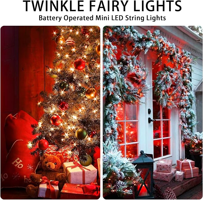 24 Pack Orange Fairy Lights Battery Operated, 7ft 20 LED Mini String Twinkle Lights for Christmas Halloween Mason Jars Centerpiece Table Decorations (24, Orange)