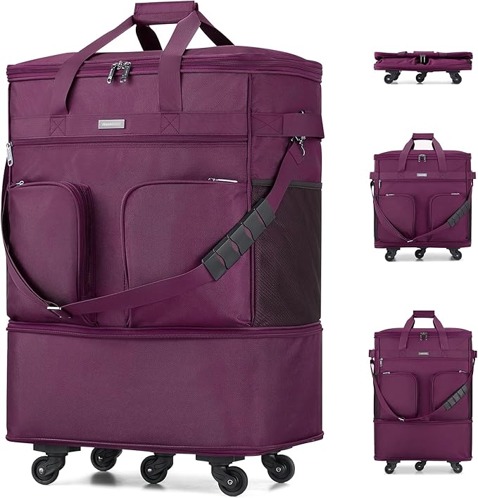 Hanke Expandable Large Suitcase 4 Wheels Lightweight Collapsible,Foldable Suitcases &Travel Bags Hand Luggage Extend 20/24/28 inch Suitcases Duffel Bag Without Telescopic Handle for Men & Women