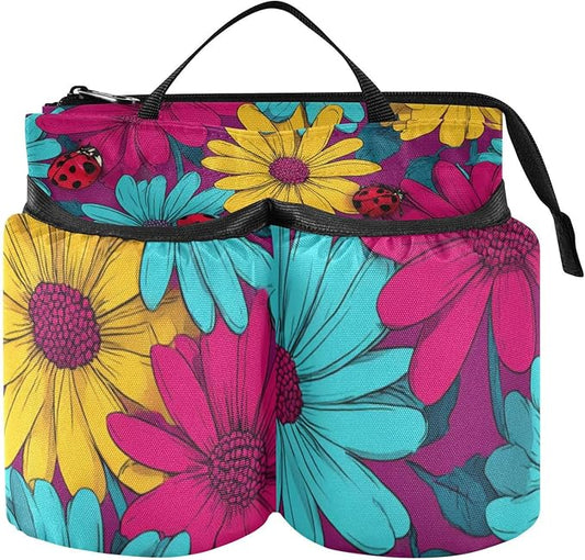 Luggage Cup Holder for Suitcases Free Hands Travel Cup Holder Portable Suitcase Cup Drink Holder Luggage Cup Caddy Bag Carrier Dark Cosmos Ladybug Vibrant Bold