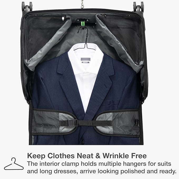 Traveler's Choice Carry-On Softside 8-Wheeled Spinner Garment Bag Luggage, Black, 21-Inch