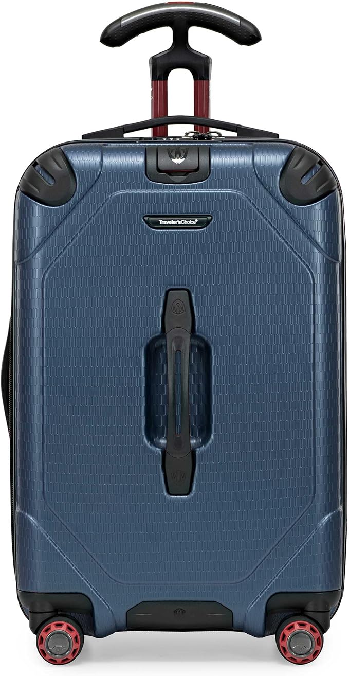 Traveler's Choice Maxporter II Polycarbonate Hardside Trunk with Spinner Wheels, Navy, 22-Inch Carry-on Luggage