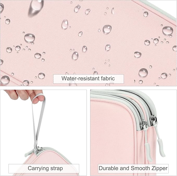 FYY Electronic Organizer, Travel Cable Organizer Bag Pouch Electronic Accessories Carry Case Portable Waterproof Double Layers Storage Bag for Cable, Cord, Phone, Earphone, Medium Size, Light Pink