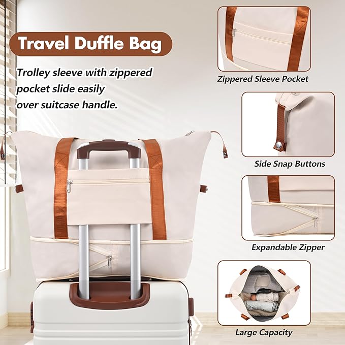 Merax 28 Inch Checked Luggage, Expandable Suitcase with Spinner Wheels, Hard Shell Vintage Luggage Set with TSA Lock(White)