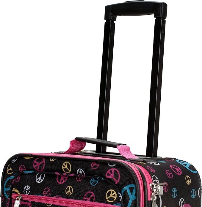 Rockland Fashion Softside Upright Luggage Set,Expandable, Wheel, Telescopic Handle, Peace, 2-Piece (14/19)