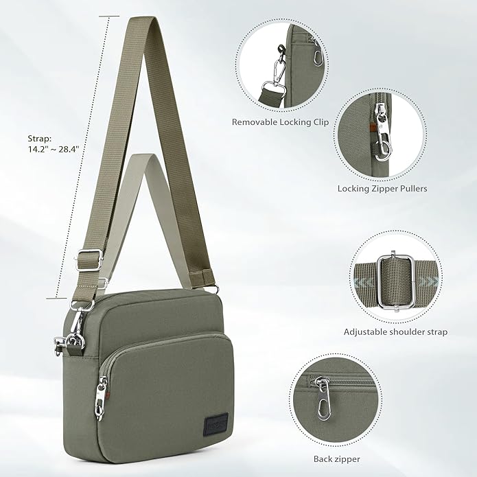 TOPEAST Anti-Theft Crossbody Travel Bag for Women Men, Lightweight Shoulder Bag Classic Design for Trip, Daily Use, Sport