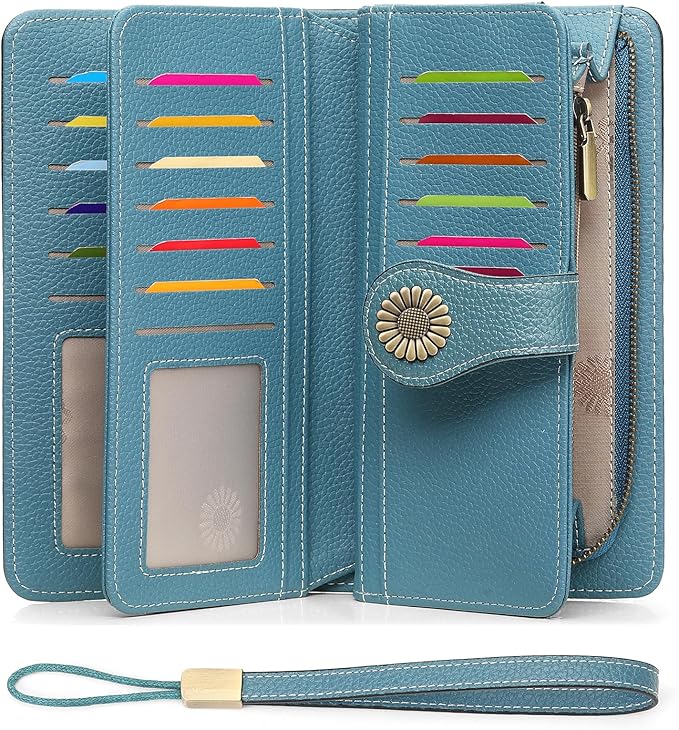 SENDEFN Wallets for Women Leather Credit Card Holder with RFID Blocking Large Capacity Wristlet | with RFID Blocking, Large Capacity, Wristlet, with RFID Blocking, Large Capacity, Wristlet