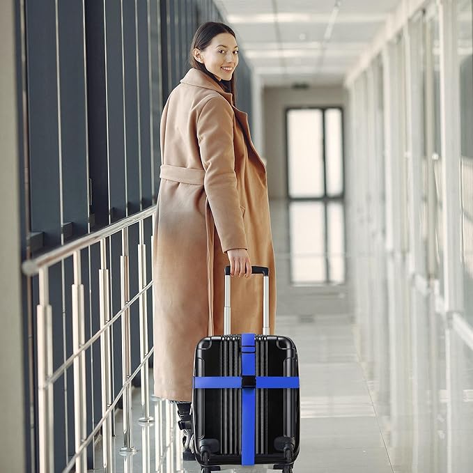Luggage Straps for Suitcases TSA Approved Travel Belt 8 Pack by Chelmon (Blue)
