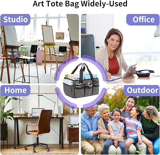 Craft Tote Bag, Art Organizer,Cleaning Supply Caddy, Carrying Bag with Handle for Multi-Purpose, Organizer Caddy for Pets (Gray)