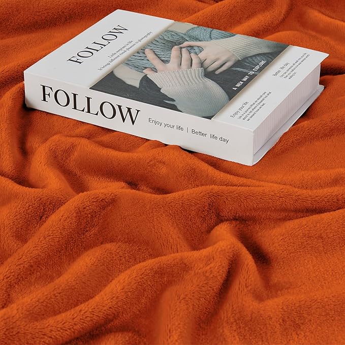 Big Oversized Soft Blanket, Giant California King Warm Blanket for Whole Family, Bed, Sofa, Couch, Travel, Camping 120x120 Orange