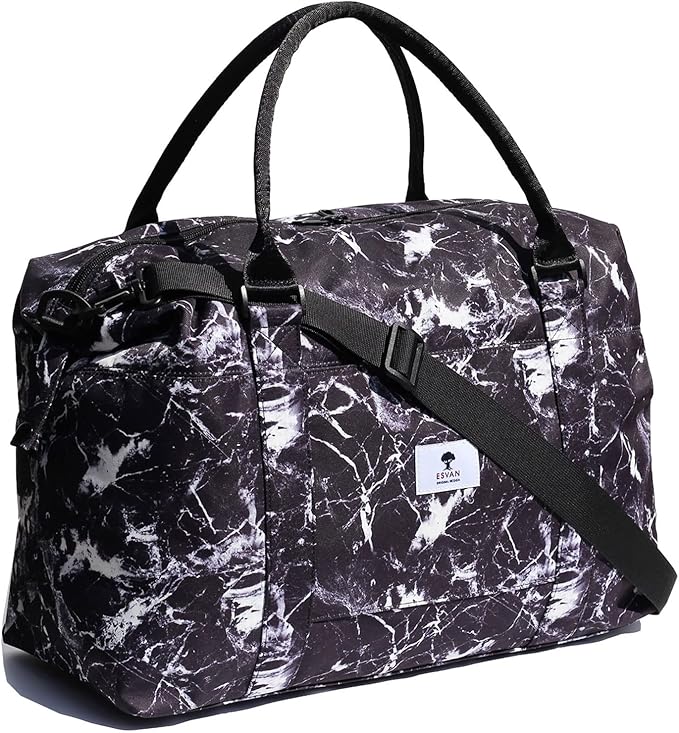 ESVAN Travel Tote Duffel Gym Bag,Weekender Overnight Carry-on Tote Crossbody Bag with Wet Pocket and Trolley Sleeve Upgraded