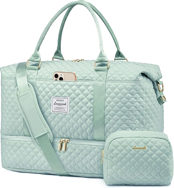 LOVEVOOK Travel Duffle Bag,Weekender Bags for Women with Shoe Compartment，Carry on Overnight Bag with Toiletry Bag,Gym Duffel Bag with Wet Pocket, Hospital Bags for Labor and Delivery