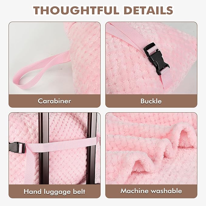 Tirrinia Travel Blanket and Pillow Set, Soft Compact Airplane Blanket with Foot Pockets, 4-in-1 Travel Essentials for Women Men, Portable Travel Gifts for Her, Travel Blanket for Airplanes, Cars