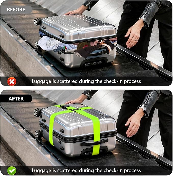 BILIONE Cross Luggage Straps and Luggage Tags Set, Cross Luggage Straps and 2 Tags Set, Heavy Duty Suitcase Belts Adjustable Travel Accessories for 20-32 Inch Luggage (Blue)