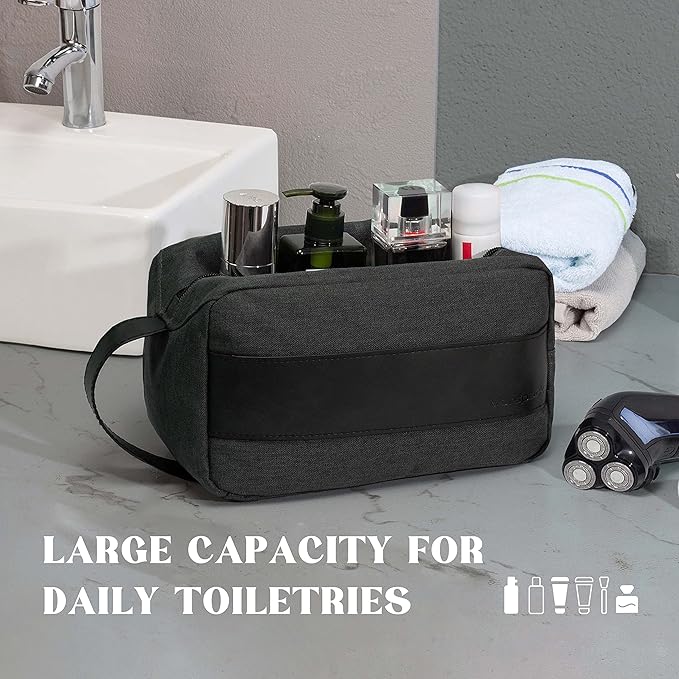 Vorspack Toiletry Bag for Men - Water Resistant Travel Bag for Toiletries, Bathroom Essentials, Travel Accessories, Gifts - Grey (Pack of 2)