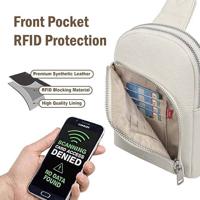 INICAT RFID Blocking Sling Bag, Anti Theft Crossbody Bag for Women, Travel Fanny Pack Style Purse, Vegan Leather