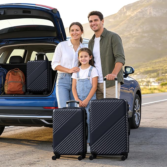 Luggage Sets 3 Piece, ABS Hardside Suitcase Set (20/24/28) with Spinner Wheels, TSA Security Lock, Airline-Approved Carry-On & Lightweight Large Checked Luggage for Business, Travel, Family Vacations